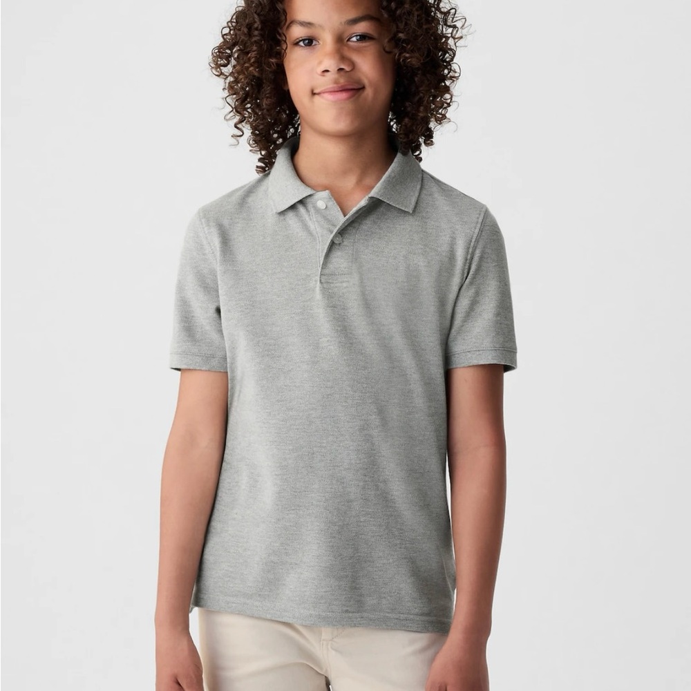 New Gap Kids Gray Uniform Polo Shirt 3 pack Boys sz S Short Sleeve small organic
